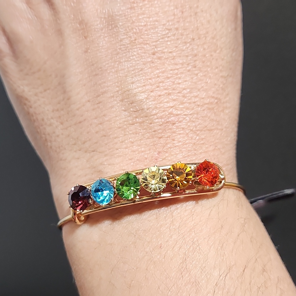 G by Gennero Goldtone Pride Rainbow Bling Metal Wire Bracelet